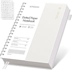 EMSHOI B5 Spiral Dotted Notebook - Bullet Dot Grid Journal with 300 Pages of 100gsm Thick Paper, Waterproof Softcover Notebook for School, Work & Writing - 7.48”x10.15”, Transparent