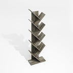 Furinno Tree Book Shelf, 9-Tier Bookshelf, Tree Bookcase for Room Decor, 8.4 x 15.7 x 50.9, for Living Room, Bedroom, Home Office, Grey Oak