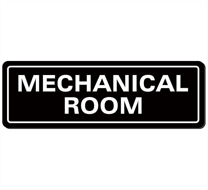 Mechanical Room Sign – Equipment Room Sign, Premium Durable Acrylic Material, Super Strong Self-Adhesive, Quick Installation, Suitable For Home And Business (9 × 3 Inches, Black)