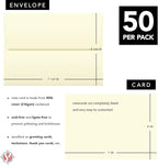 Blank Cream Natural Flat Note Cards and Envelopes – Heavyweight Off-White Cards for Invitations, Greetings, Postcards and Announcements | 5" x 7” (A7 Size) | 50 per Pack | NOT A Fold Over Card