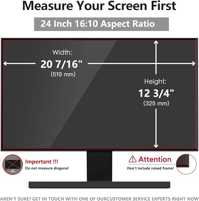 Pozlle 24 Inch Computer Privacy Screen Shield [2 Pack] for 16:10 Widescreen Desktop Monitor - Anti-Glare Blue Light Privacy Filter and Anti Spy Privacy Screen Protector Film