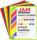 JAM PAPER Laminated Two Pocket Glossy School Folders - Letter Size - High Gloss Assorted Primary Colors - 6/Pack