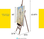 MEEDEN Large Painters Easel Adjustable Solid Beech Wood Artist Easel, Studio Easel for Adults with Brush Holder, Holds Canvas up to 48" - Walnut