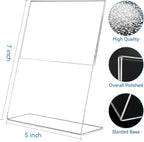 EHWINE 24 Pack 5 x 7 Acrylic Sign Holder, Clear Plastic Signs Display Stand, Vertical Slanted Back Paper Holder Stand up Table Top Sign Holders Flyer Stand Frames Suitable for Office Business Store