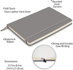Simply Genius A5 Dotted Hardcover Notebook Pack - 5.7 x 8.4 in, 192 Pages, 4-Pack, Gray Faux Leather - Grid Notebook & Pocket Journal for Business, School & Travel