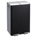 Garvee Dual Trash Can, 16 Gal (2 x 30 l) Stainless Steel Kitchen Garbage Can with Lid and Inner Bucket, Double Compartment Trash and Recycle Bin Combo with Step Pedal for Home Office, Black
