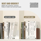 Book Ends, 4 Pair Bookends, Heavy Duty Wooden Bookend Support for Books and Movies (4, Square bookends)