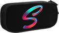 Pazacon Cute Initial Pencil Case for Kids Students, Large Capacity Pencil Pouch for Boys Girls, Letter Design Pencil Box Pen Bag Office Stationery Organizer, Rainbow Letter S