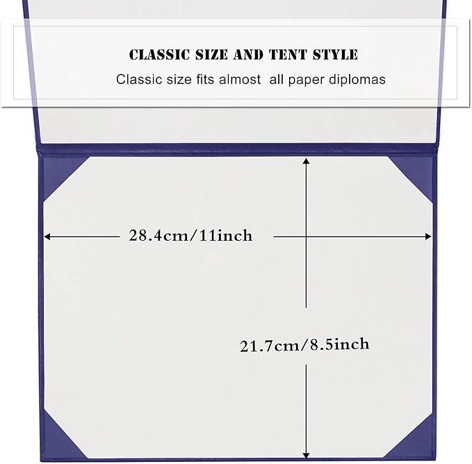 Diploma Cover 8.5” x11” Diploma Holder of Graduation Leatherette Padded Certificate（Tent Style)