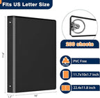 Basic 1-inch 3 Ring Binder -1'' Binders with 3 Roung Ring, Large 100/200 Sheet Capacity, Fit 8.5" x 11" US Letter Size Paper (1'' -Black 12 Packs)
