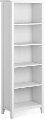 SIMPLIHOME Artisan Bookcase - 72 inch Tall 5-Shelf Solid Wood Bookshelf in White, Contemporary Storage for Living Room, Study Room or Office with Adjustable Shelves and Decorative Side Panels