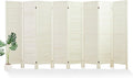 White Room Divider, Temporary Wall with Double Hinges, 5.6 Ft Tall Folding Louver Wood Screen for Home Office Bedroom Hotel Decoration (8 Panels)