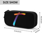 Pazacon Cute Initial Pencil Case for Kids Students, Large Capacity Pencil Pouch for Boys Girls, Letter Design Pencil Box Pen Bag Office Stationery Organizer, Rainbow Letter T
