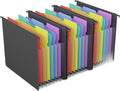 MAIMIS Plastic Expanding Hanging File Folders, 7 Pocket Extra Capacity Accordion Hang Folder, 1/5 Cut Adjustable Tabs, Multi-Color Lables, Letter Size for Filing Cabinet - 3 Pack