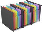 MAIMIS Plastic Expanding Hanging File Folders, 7 Pocket Extra Capacity Accordion Hang Folder, 1/5 Cut Adjustable Tabs, Multi-Color Lables, Letter Size for Filing Cabinet - 3 Pack