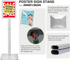 INNOVSIGN Heavy Duty Adjustable Pedestal Poster Sign Stand, 11x17 Aluminum Open Floor Standing Sign Holder for Vertical and Horizontal View Display, Silver