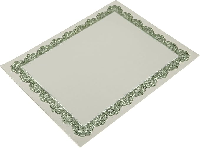 Geographics® 30% Recycled Blank Parchment Certificates, 8 1/2" x 11", Optima Green, Pack of 25