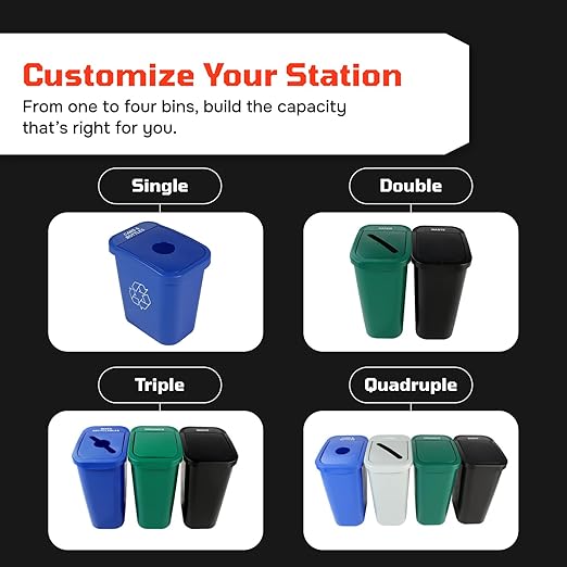 Sturdy Essentials City Box 10 Gallon Waste Bin Trash Can with Lid for Residential, Offices, and Commercial Recycling - NYC Compliant- NYC Compliant - Black