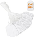 2000 PCS White Price Tags, 1.75 x 1.1 Inches, Goefun Gift Tags with String Attached for Labeling, Hanging, Clothing, Jewelry, Garage/Yard Sale, Inventory, 250 GSM