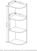 Furinno PASIR Book Shelf, 3-Tier Corner Bookshelf, Open Shelves Bookcase 9.3 x 12 x 31.5, for Living Room, Bedroom, Home Office, White