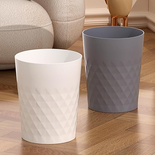 HOLTPHILI 1.8 Gallon Small Trash Can 2 Pack Bathroom Garbage Can Waste Basket Recycling Bin for Dorms Bedrooms Offices Kitchens, Grey