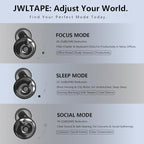 JWLTAPE 3-Mode Adjustable Ear Plugs for Sleeping, Up to 32dB Noise Reduction & Side Sleeper Design, High Fidelity Concert Earplugs for Focus, Travel, Snoring Blocking