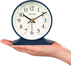 4.5"Retro Analog Alarm Clock,Vintage decor , Super Silent Non Ticking Small Clock with Manual Light, Snooze, Battery Operated, for Bedroom, Living Room, Office,Nightstand, Bedside, Desk ,Table(Blue)