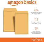 Amazon Basics Self Adhesive Catalog Mailing Envelopes, Peel and Seal, 6x9 Inch, Brown Kraft, 100-Pack
