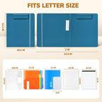 JoyCat 3 Ring Binder Clipboard with Storage,12.4"x10.2"Magnetic Clipboard Folder with 5 Expandable Folders,Refillable Lined Notepad (11" x 8.5"),Ideal for School Office Nursing(Dark Blue)
