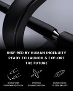 novium Hoverpen Future - Luxury Fountain Pen & Rollerball Pen All-In Gift Box, Schmidt Nib (Fine), Converter, Extra Refill, Aerospace Metal, Best Pen Gift Set for Men & Women (Deep Black)