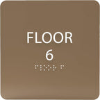ADA CENTRAL SIGNS - 6" X6" Floor 6 Sign - ADA Compliant Tactile Graphics Grade 2 Braille Text Acrylic Wall Signs - Directional Assistance, Floor Number Safety Sign for Office, school Hospital, Apartment