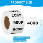 PATIKIL 0.8 x 1.6 Inch Inventory Number Sticker, 1 Roll 4001 to 5000 Consecutive Number Labels Self-Adhesive Labels Tag 1000 Stickers for Office Warehouse Numbering Classification, Black