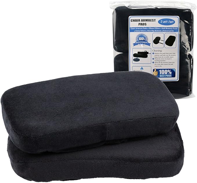 Sunnors Chair Armrest Pads,Memory Foam Office Chair Arm Covers and Elbow Pillow for Elbows and Forearms Pressure Relief(Set of 2)