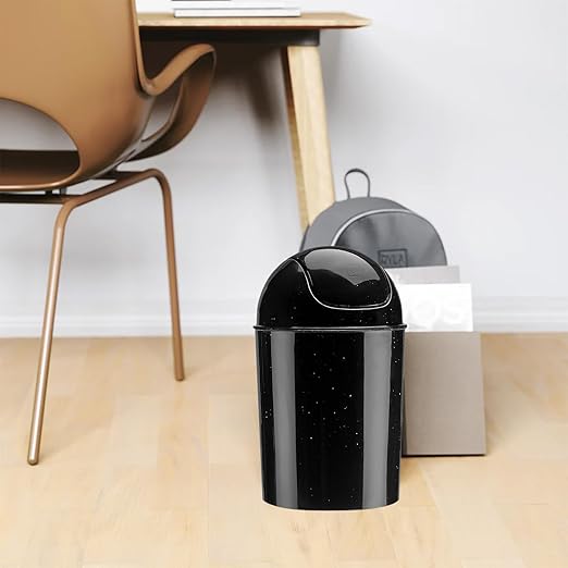 Umbra 1.25 Gallon Mini Waste Can with Removable Swing-Top Lid - Small Garbage Bin for Kitchen, Bathroom, Bedroom, Office - Compact Trash Can Fit Under Tables & Counters - Galaxy Black