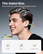 Hearprotek Concert Ear Plugs, 2 Pairs High Fidelity Musician Ear Plugs for Concerts Loud Music-Noise Reduction Ear Protection Reusable Earplugs for Rave,Festival,Music,Tinnitus Relief,Clear