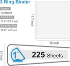 Comix Sturdy 3-Ring-Binder 1-inch D Ring Binders, 2.4mm-Thick, Hold 225 Sheets of 8.5" x 11" Paper, 8 Pack (White)