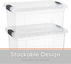 Superio Clear Storage Boxes with Lids, 21 Quart Plastic Container Bins for Organizing, Stackable Crates, BPA Free, Non Toxic, Odor Free, Organizers for Home, Office and Dorm, 4 Pack