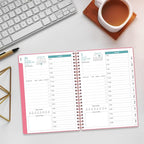Daily Planner 2026 Full Page Per Day- 2026 Daily & Monthly Planner from January 2026 to December 2026, Day Planner 2026 with 12 Months Tabs, 6.4" x 8,5", Pink