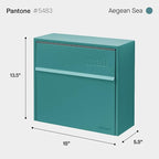 Wall Mount Mailbox - Small, Anti-Theft Locking Mailbox, Weatherproof Mailboxes for Outside The House, 13.5" H x 15" L x 5.5" D - Agean Sea