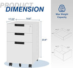 Fesbos 3 Drawer Vertical File Cabinets, Mobile Filling Cabinet with Lock for Legal/Letter Size, Pre-Built Office Storage File Cabinet with Wheels Under Desk - Fully Assembled