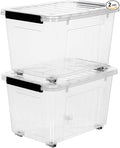 Citylife 54 QT Clear Plastic Storage Bins with Lids Stackable Storage Boxes with Lids Large Plastic Storage Containers for Garage Closet Kitchen 2 Packs