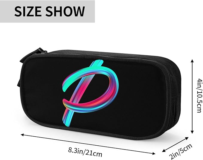 Pazacon Cute Initial Pencil Case for Kids Students, Large Capacity Pencil Pouch for Boys Girls, Letter Design Pencil Box Pen Bag Office Stationery Organizer, Rainbow Letter P