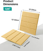 12 Pack Sound Proof Foam Panels for Walls, Self-Adhesive Acoustic Panels Sound Absorbing, 12" X 12" X 0.4" High Density Soundproof Wall Panels Tiles for Door, Ceiling, Home Office