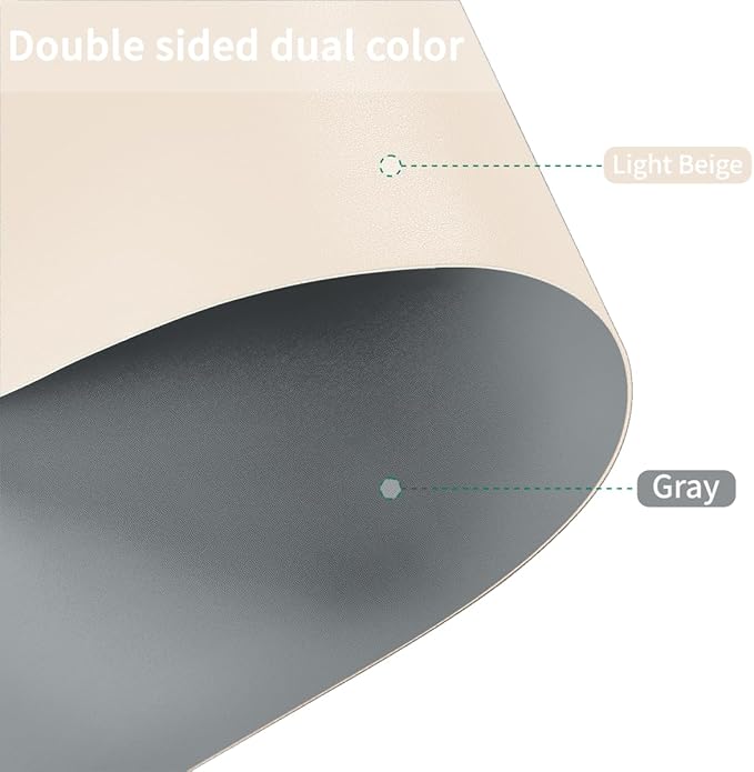 Zinkooat Leather Table Cover,1.8mm Thick,40x60 Inch Table Protector,Table Protector for Dining Room Table,Table Pads for Dining Room Table Rectangular.(Beige+Light Gray,40x60)
