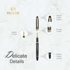FANSTIK Customized RollerBall pen with name (MADE IN USA), stainless steel, black and gold, luxury engraved pen personalized for men and for women. (RollerBall Black-Gold)