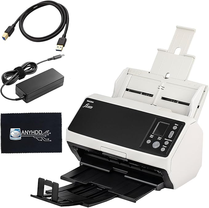 Fi-8170 Professional High Speed Color Duplex Document Scanner - Network Enabled, Scanner High Volume with Power Adapter + USB 3.2 Cable + Microfiber Cloth Included