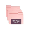 Smead Standard File Folders, 100 Count, Pink, 1/3-Cut Tabs, Letter Size (12643)