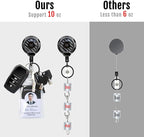 MNGARISTA Upgraded Heavy Duty Retractable Keychain with Belt Clip, 10 OZ Retraction, 31.5" Stainless Steel Cord, 3K Carbon Fiber ID Badge Reel with Badge Strap and Key Ring