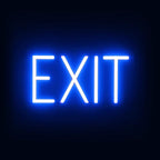 SpellBrite EXIT Sign | Directional Sign with Neon Look, Blue LED Light Source | 14.1" x 6.3"
