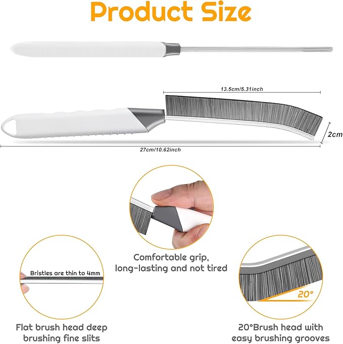 SUOXU Household Thin Cleaning Brushes,2pcs Hard Bristle Grout Scrub Brush Tool for Cleaning Tight Spaces in Home Kitchen Bathroom